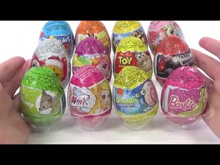 [kinder joy toys] 12 Сюрпризов!  Шоколадные яйца с игрушками из разных серий, от Zaini (Заини). Клуб Винкс, Барби и др