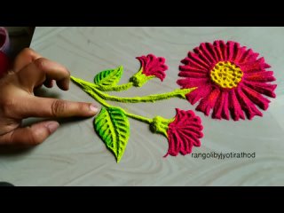 Very easy small and quick freehand flowers Rangoli #818