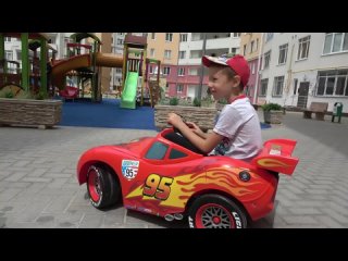 Funny Baby Doll Driving Mcqueen Car after Playing Childrens Outdoor Playground - Kidscoco Club Fun