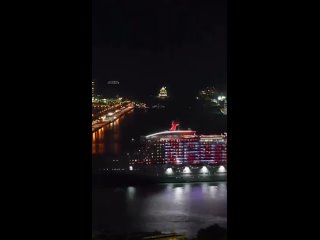 The worlds largest cruise ships all leaving a parking lot