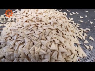 Customers visited our factory and we showed them the production line of fried bugles.