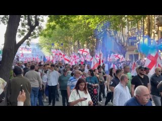 Владауа партиа Грузие организовала е марш младих у знак подршке закону о страним агентима, што е изазвало велике протес