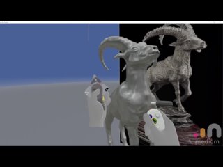 Adobe Medium VR Скульптура Горный козёл, набор основной формы для последующей детализации и установки позы в ZBrush