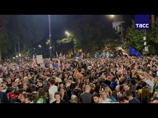 Thousands of people protest at the Parliament of Georgia