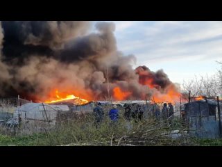 В Лаголово пожарные Петербурга и Ленобласти почти пять часов тушили пожар на тысяче квадратов