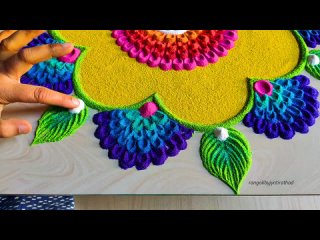 #1264 Easy and freehand rangoli   satisfying video   sand art