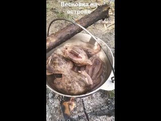 Утки варятся в котелке. Весновка на острове(720P_HD)