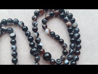 Буддийские чётки Мала из черного ониксового агата, 108 бусин