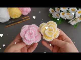 3D  Tunisian Crochet Flower Very easy crochet rose flower making for beginТГ