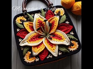 unique granny square crochet hand bag design idea (create by Ai)#crochet hand ba