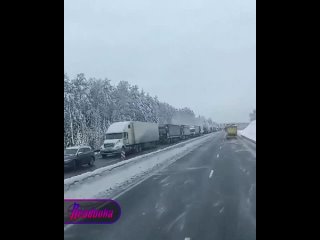 Трассу «Пермь — Екатеринбург» парализовало из-за снегопада — двухдневный затор до сих пор не рассосался