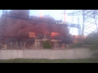 Опубликовано видео пожара на Ладыжинской ТЭС в Винницкой области после ночного ракетного удара