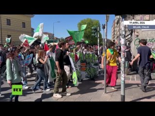 Stop au gnocide!  : des centaines d'tudiants dans les rues de Milan pour la Palestine et le climat