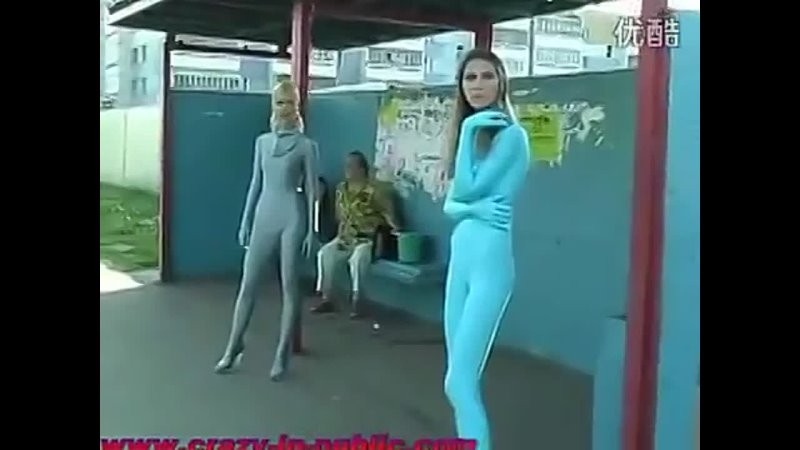 Pretty russian girls walked in public in amazing zentai