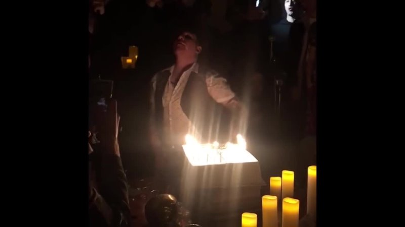 Marilyn Manson blows out candles on the cake at the birthday party (05, 01,