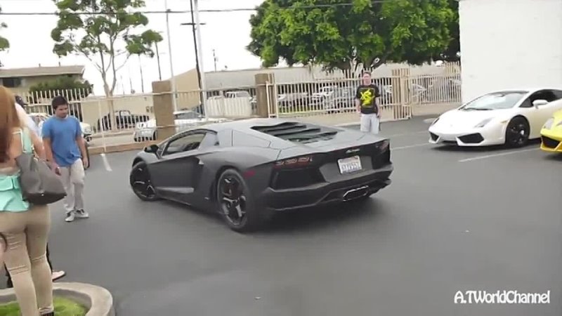 SEXY HOT ASIAN CHICK Revving & Driving Lamborghini Aventador! Exhaust Sound