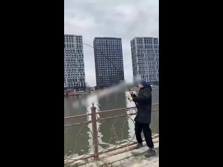 В Астрахани ребята поймали огромного толстолобика прямо в центре города.   Хотя в комментариях не верят в их... (видео)