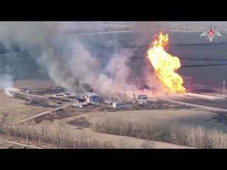 Последствия удара киевского режима по газораспределительной станции «Суджа».   ВСУ ударили ракетами HIMARS по... (видео)