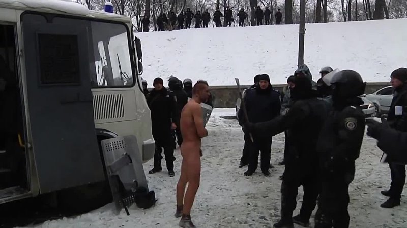 Berkut stripped naked man and beat
