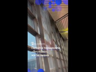 Аэропорт Внуково затопило из-за сильного ливня: в одном из терминалов вода льется прямо с потолка. В расписание... (видео)
