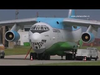 Взлёт и посадка Ил-76 А/К Uzbekistan airways