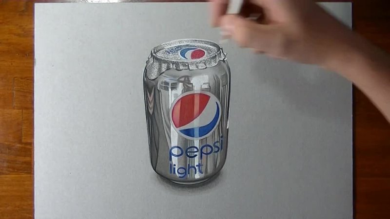 Crazy realistic drawing Pepsi can (Marcello Barenghi)