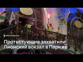 Протестующие в Париже прорвались в Лионский вокзал.    Демонстранты с файерами и палестинскими флагами прошлись по... (видео)
