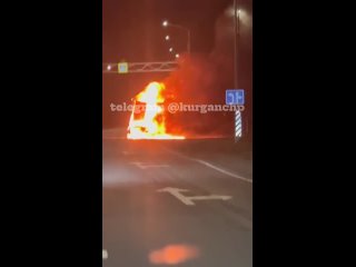 На трассе Курган — Тюмень легковушка залетела под грузовик и загорелась  ДТП произошло в Белозерском округе, рядом с... (видео)