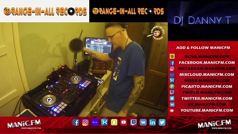 DJ Danny T orange in all records label dj Debut Manicfm set show