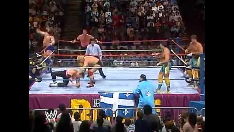 [WM] Royal Rumble 1989: Jim Duggan and The Hart Foundation Vs Dino Bravo and The Fabulous Rougeaus (Tag team two out of three falls match)