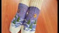Жаккардовые носки &quot;Зимний вечер&quot; на двух спицах.