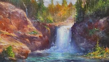 Мастер-класс по масляной живописи "Водопад в горах" | худо ...