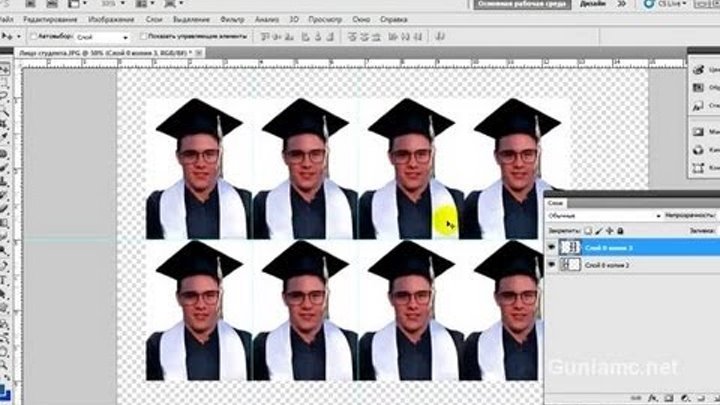 Как размножить изображение в фотошопе на одном листе