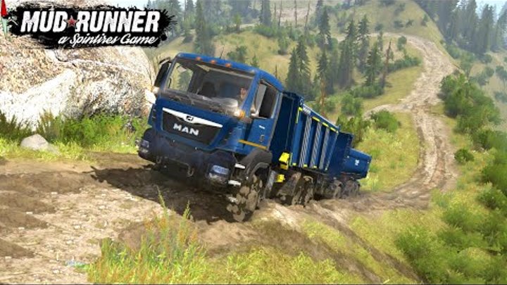 Spintires: MudRunner - MAN Dump Truck Cannot Drive Up a Steep Hill