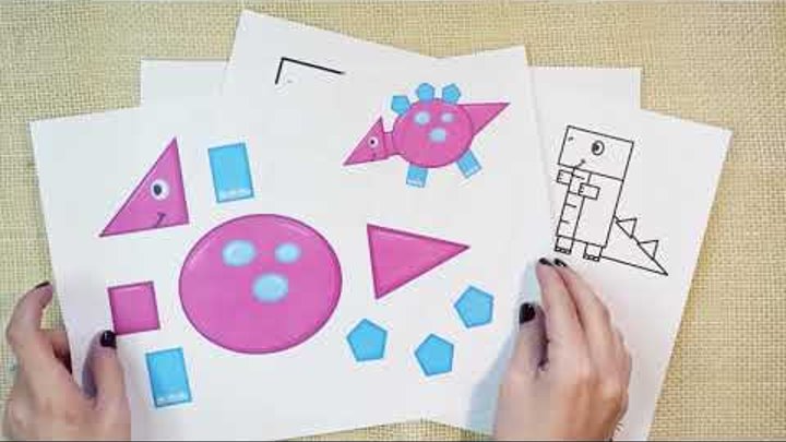 Printable Shape Dinosaurs Cut and Paste Templates for Kids