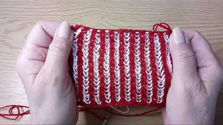 Двухцветная английской резинка спицами. Brioche  knitting. #вязаниес ...