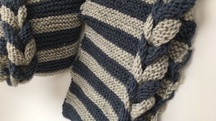 Коса на вязаном полотне. Braid on knitted fabric. Örme kumaş üzerine ...