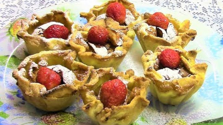Пирожное корзиночка с яблоками
