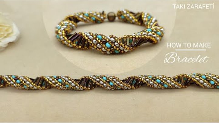 Russian spiral stitch beaded bracelet. DIY beaded rope. Rus sarmalı  ...