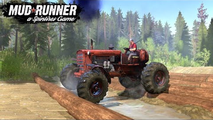 Spintires: MudRunner - DT 75 Old Tractor Test on a Difficult Track