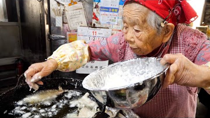 岡山）誰よりも働く８７歳スーパーおばあちゃん！！神様に選ばれた天ぷら名人が営むうどん屋さん丨Japanese Tempura Udon  ...