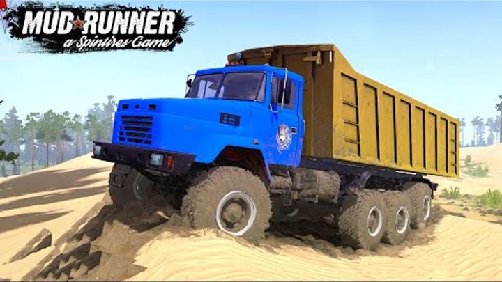 Spintires: MudRunner - KRAZ WOLF Dump Truck Driving On Sand