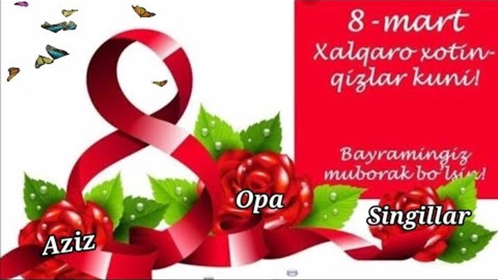 8 mart uchun tabrik