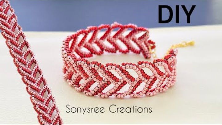 Herringbone Heart Bracelet || DIY Bracelet || How to Make beaded bra ...