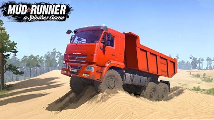 Spintires: MudRunner - KAMAZ Dump Truck Driving On Sand
