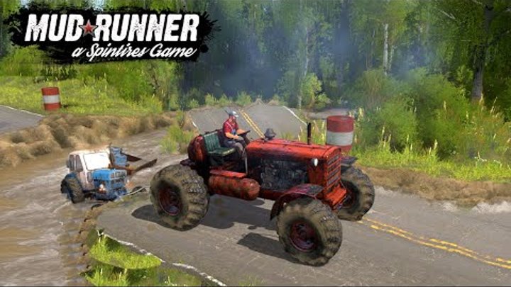 Spintires: MudRunner - DT 75 Pulls Out an Old Tractor From a Road Co ...