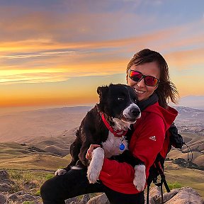 Фотография "Я и Мишка, закат на  Mission Peak, Fremont, CA"