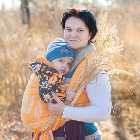 Фотография "Слинг-шарф Дидимос Солнечные веточки, хлопок 50%/конопля 50%"