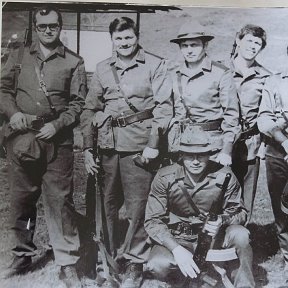 Фотография "Ташкент. Боевое слаживание подразделения, перед заброской в ДРА (март 1981)   На фото - майор Барласов А.М., крайний слева"