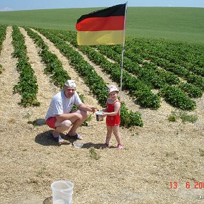 Фотография "Deutschland im Fussballfieber
und wir im Erdbeerenland.
2006 год,- чемпионат мира по футболу...а мы собираем клубнику...
Интересна фотография ещё и тем, что клубничка ещё в пути к ведру , отделяясь от пальца запечатлена...
А  Kethrin 4 годика..."